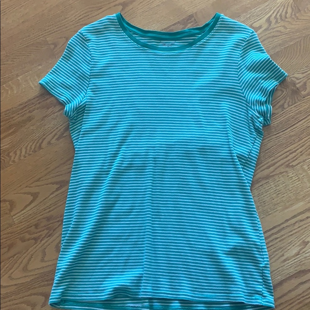 Green and white stripe T-shirt